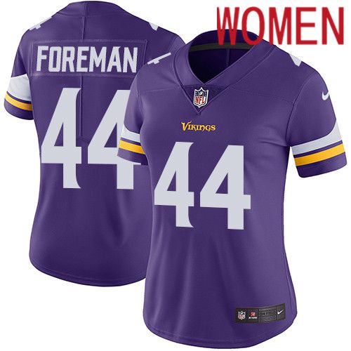 Women Minnesota Vikings #44 Chuck Foreman Nike Purple Vapor Limited NFL Jersey